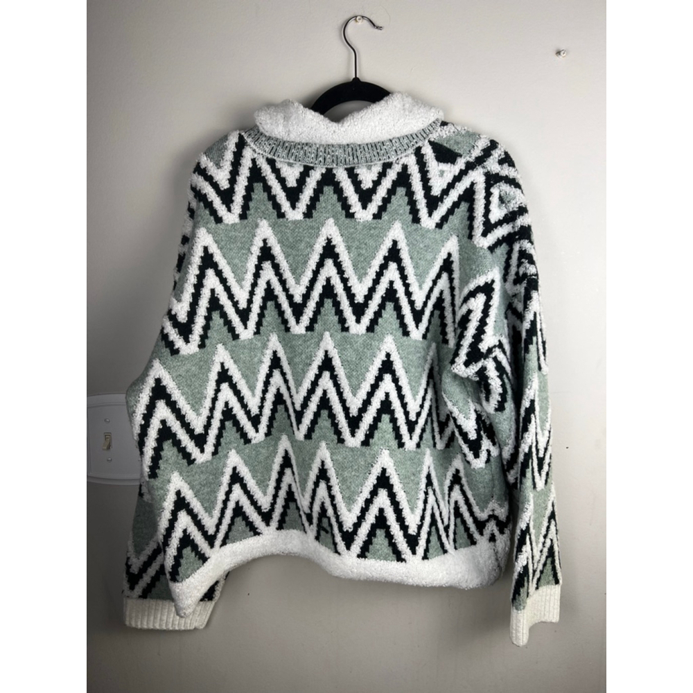 Saturday Sunday by Anthropologie Chevron Boucle Knit Cardigan Jacket Size Large - Picture 9 of 9